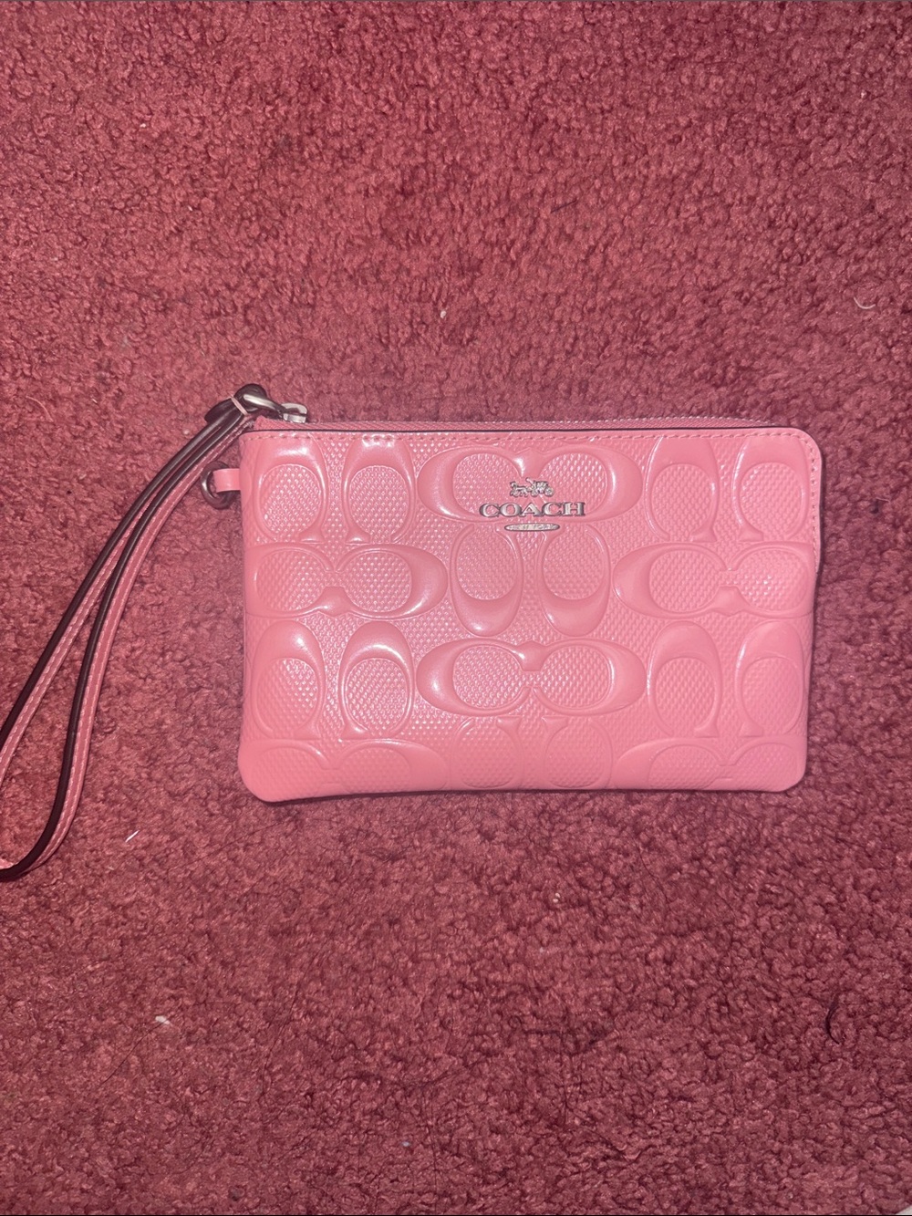 Coach Pink Embossed Signature Wristlet